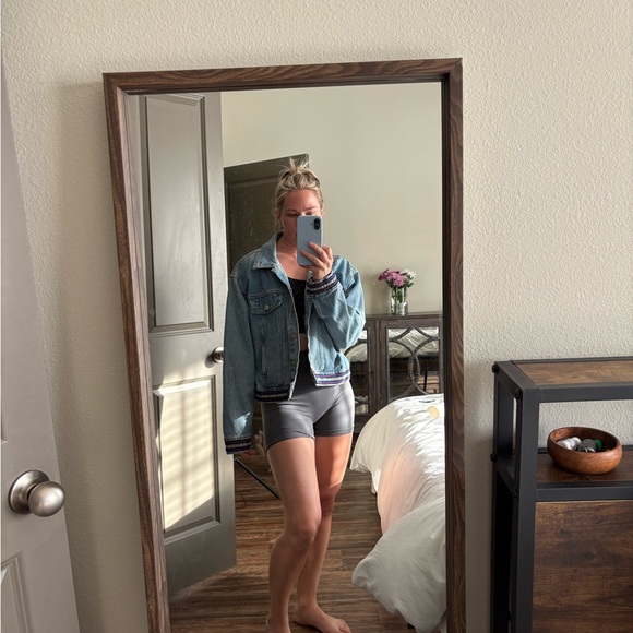 adriana sport Jackets & Blazers - Women's Light Blue Denim Jacket with Embroidered Hem